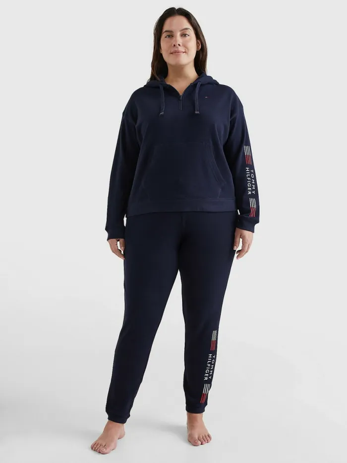 Tommy Hilfiger Curve Th Stretch Drawstring Logo Trousers Desert Sky Womens Curve Fashion