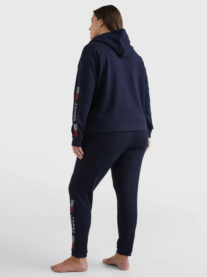 Tommy Hilfiger Curve Th Stretch Drawstring Logo Trousers Desert Sky Womens Curve Fashion