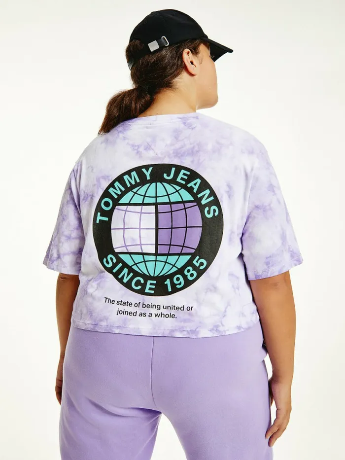 Tommy Hilfiger Curve TieDye Recycled Cotton Cropped TShirt Tie Dye Womens TShirts Online