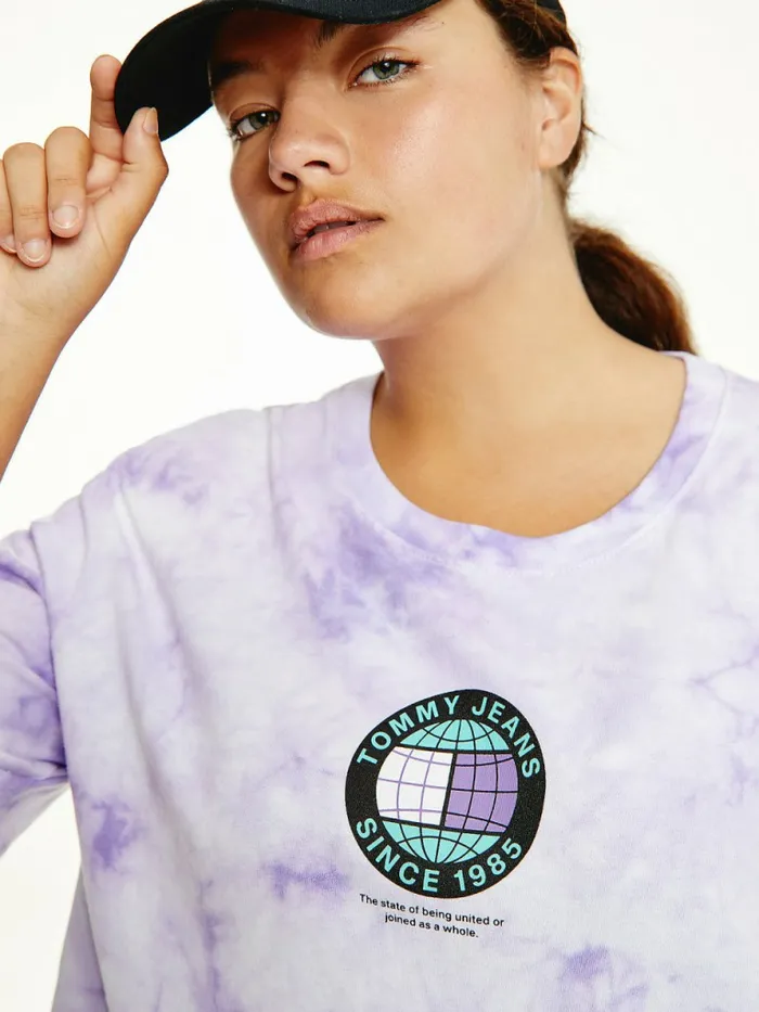 Tommy Hilfiger Curve TieDye Recycled Cotton Cropped TShirt Tie Dye Womens TShirts Online