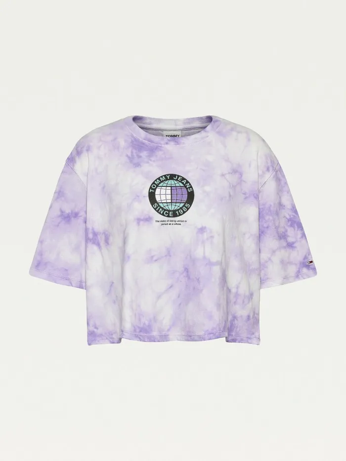 Tommy Hilfiger Curve TieDye Recycled Cotton Cropped TShirt Tie Dye Womens TShirts Online