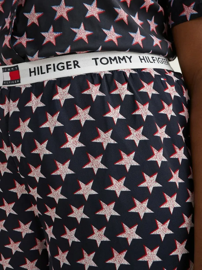 Tommy Hilfiger Curve Tommy 85 Star Print Logo Waistband Shorts Offset Star Womens Curve Fashion Gift for Friend