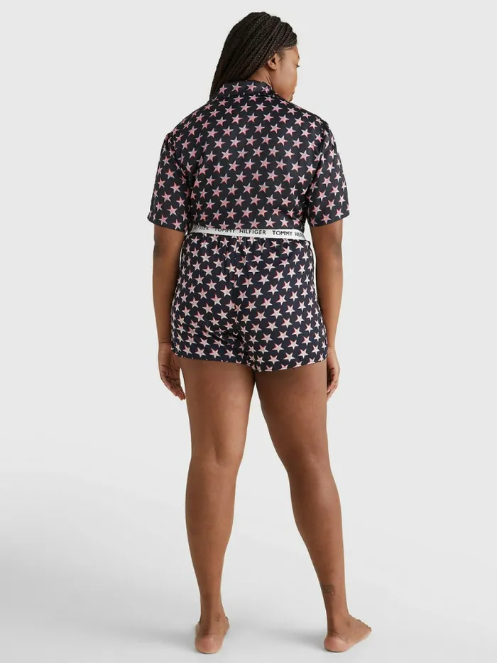 Tommy Hilfiger Curve Tommy 85 Star Print Logo Waistband Shorts Offset Star Womens Curve Fashion Gift for Friend