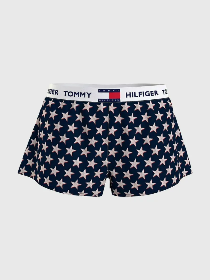 Tommy Hilfiger Curve Tommy 85 Star Print Logo Waistband Shorts Offset Star Womens Curve Fashion Gift for Friend