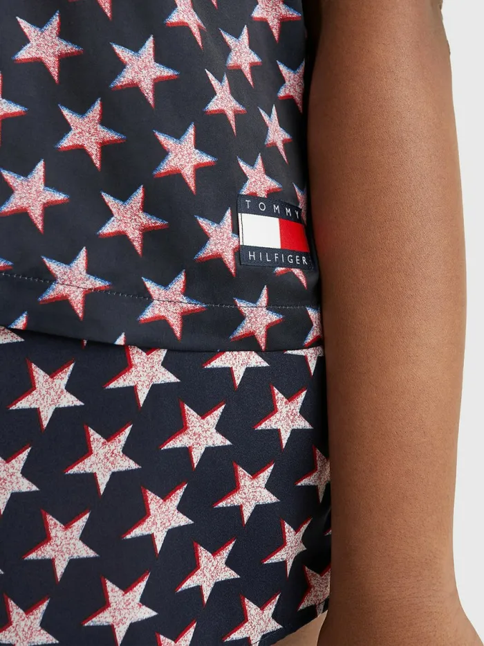 Tommy Hilfiger Curve Tommy 85 Star Print Pyjama Shirt Offset Star Womens Lounge and Nightwear