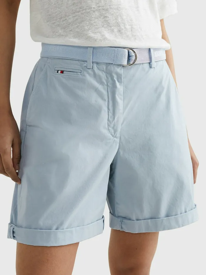 Tommy Hilfiger DRing Belted Chino Shorts Breezy Blue Womens Shorts On Sale