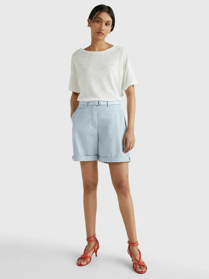 Tommy Hilfiger DRing Belted Chino Shorts Breezy Blue Womens Shorts On Sale