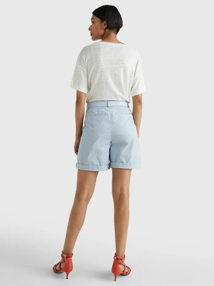 Tommy Hilfiger DRing Belted Chino Shorts Breezy Blue Womens Shorts On Sale