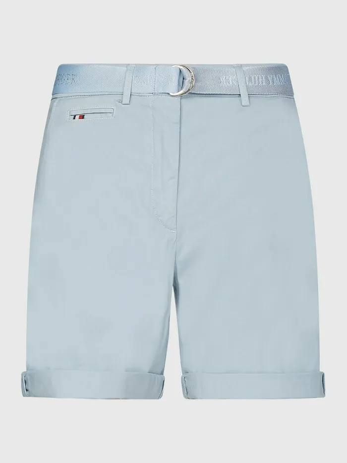 Tommy Hilfiger DRing Belted Chino Shorts Breezy Blue Womens Shorts On Sale