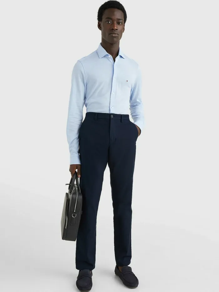 Tommy Hilfiger Denton Basket Weave Straight Fit Chinos Desert Sky Mens Trousers