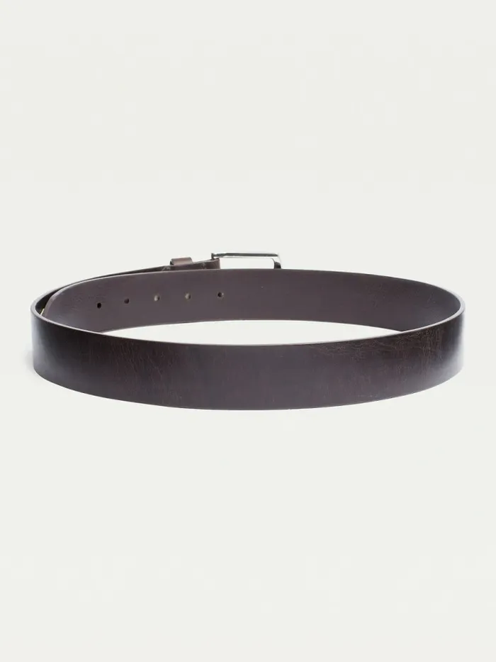 Tommy Hilfiger Denton Flag Logo Leather Belt Testa Di Moro Mens Belts Cheap On Sale