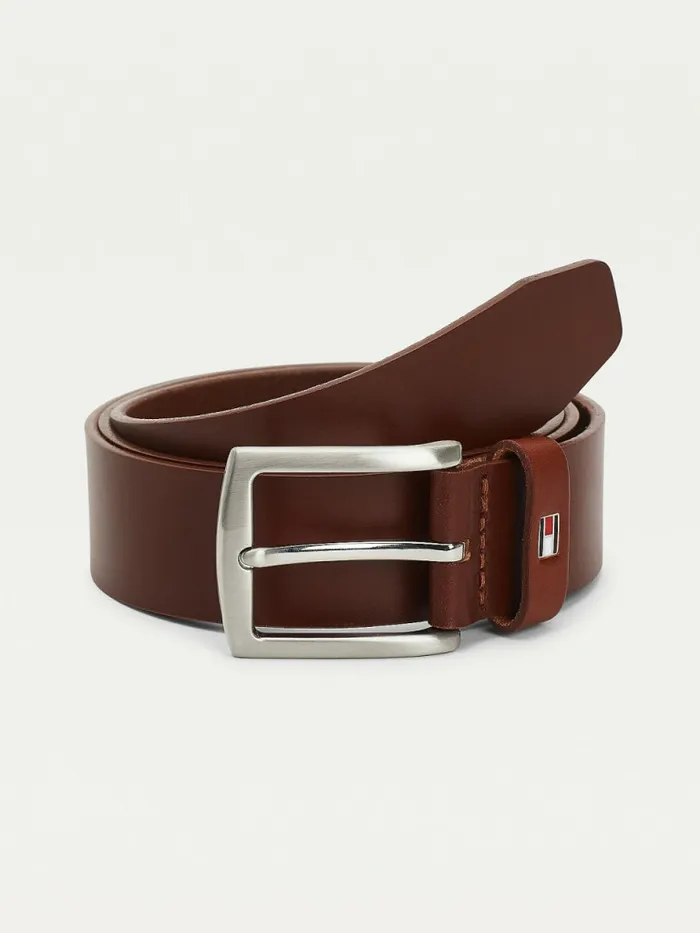 Tommy Hilfiger Denton Leather Belt Dark Tan Mens Belts Sale