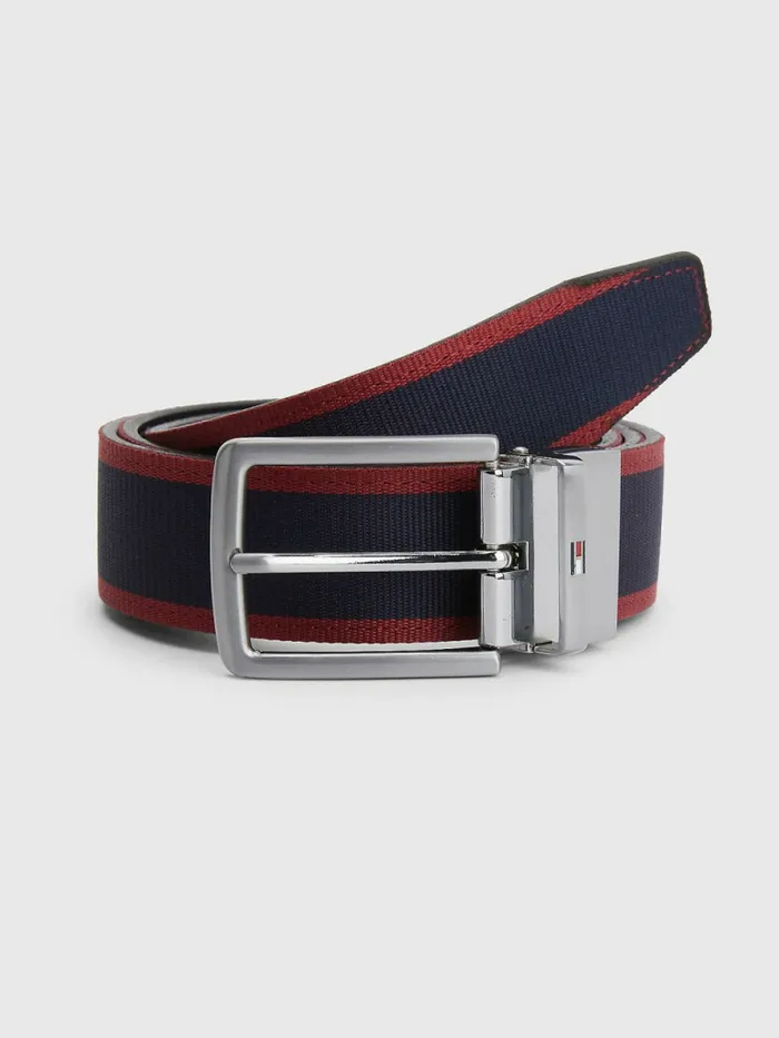 Tommy Hilfiger Denton Reversible Leather Belt Corporate RedNavy Mens Belts Popular