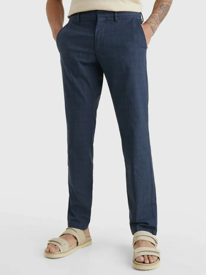 Tommy Hilfiger Denton Straight Check Trousers Desert Sky Mens Trousers