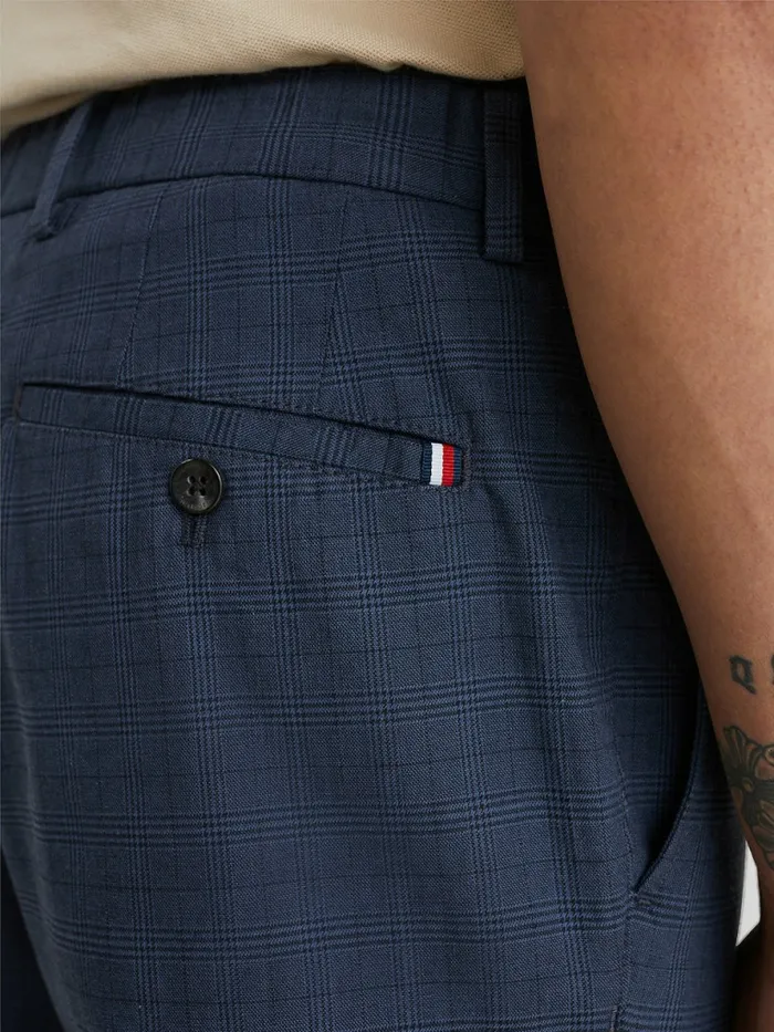 Tommy Hilfiger Denton Straight Check Trousers Desert Sky Mens Trousers
