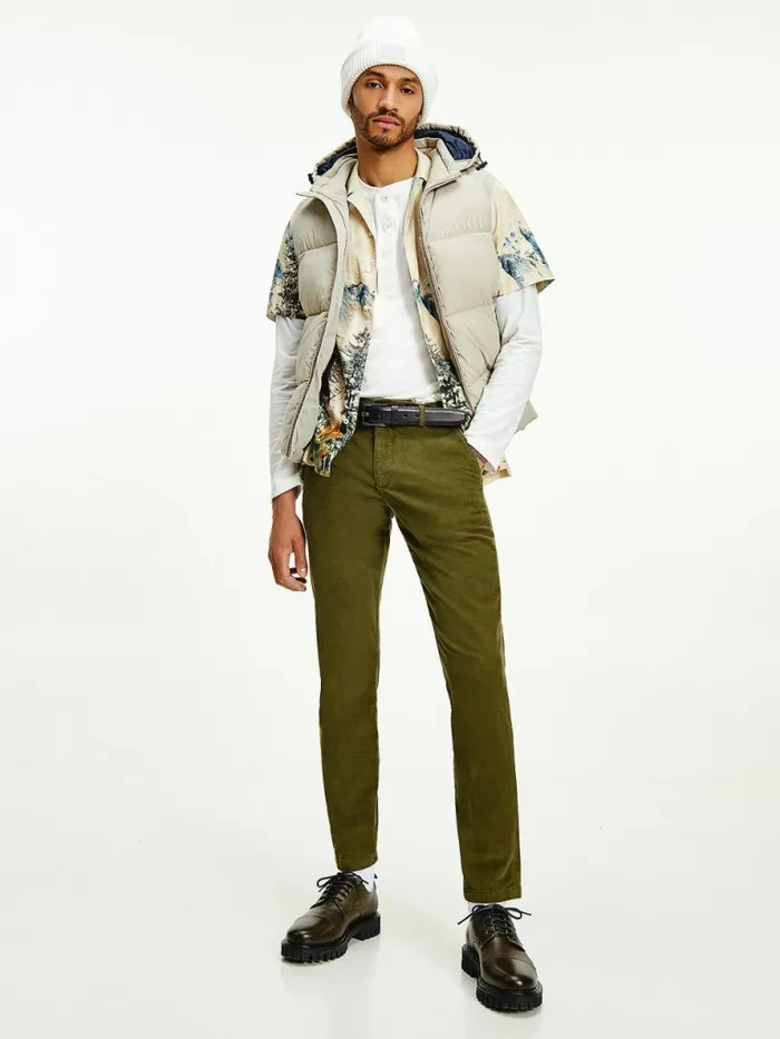 Tommy Hilfiger Denton Straight Corduroy Chinos Olivewood Mens Trousers