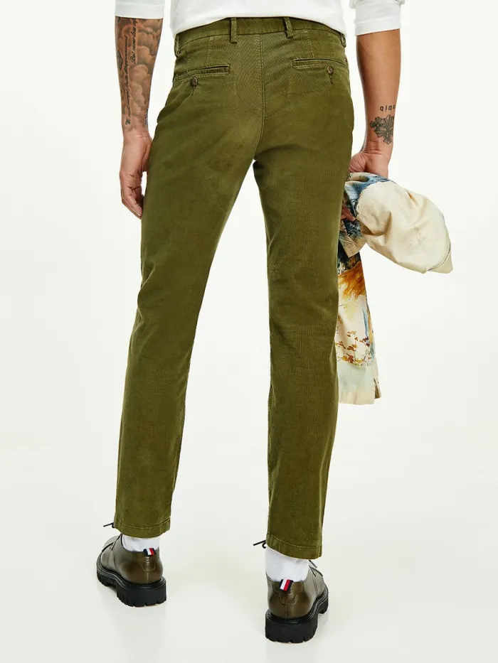 Tommy Hilfiger Denton Straight Corduroy Chinos Olivewood Mens Trousers