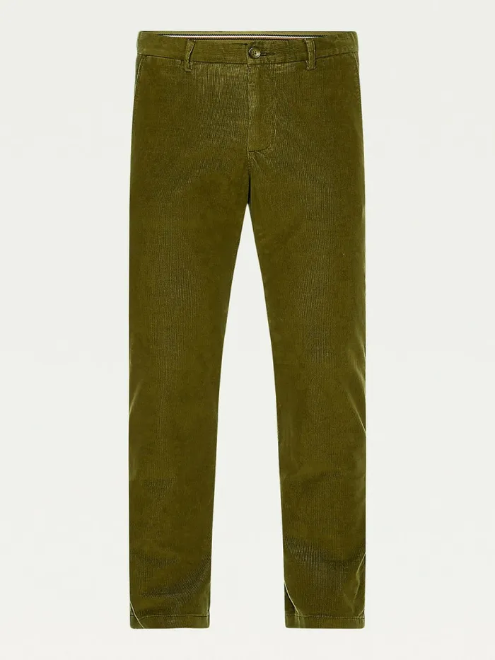 Tommy Hilfiger Denton Straight Corduroy Chinos Olivewood Mens Trousers