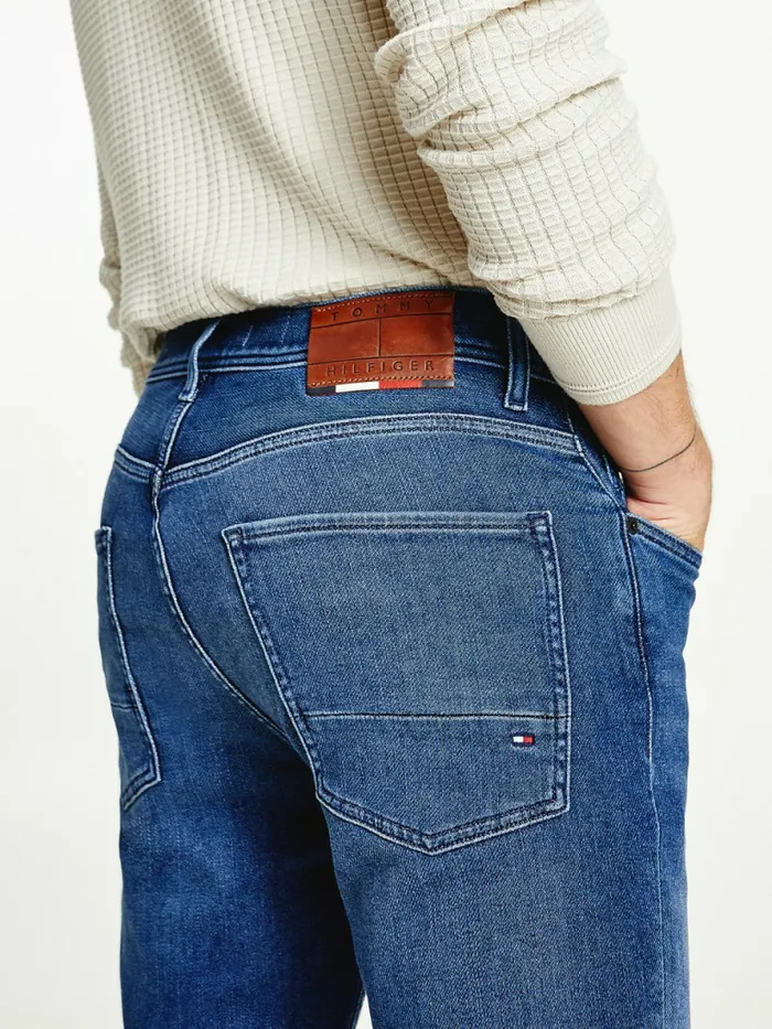 Tommy Hilfiger Denton Straight Faded Jeans Knit Indigo Mens Jeans Cheap On Sale