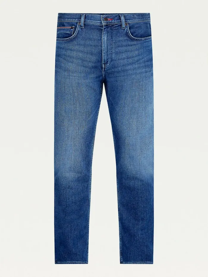 Tommy Hilfiger Denton Straight Faded Jeans Knit Indigo Mens Jeans Cheap On Sale