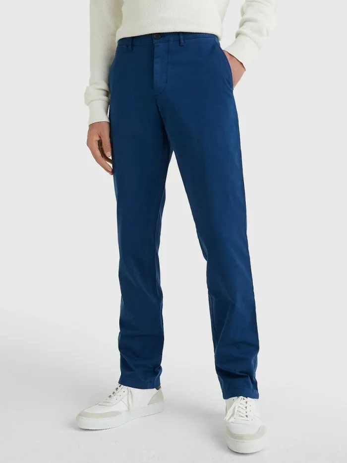 Tommy Hilfiger Denton Straight Fit Satin Chinos Twilight Indigo Mens Trousers Tommy Hilfiger Denton Straight Fit Satin Chinos Twilight Indigo Mens Trousers