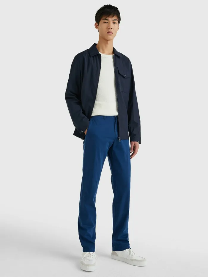 Tommy Hilfiger Denton Straight Fit Satin Chinos Twilight Indigo Mens Trousers