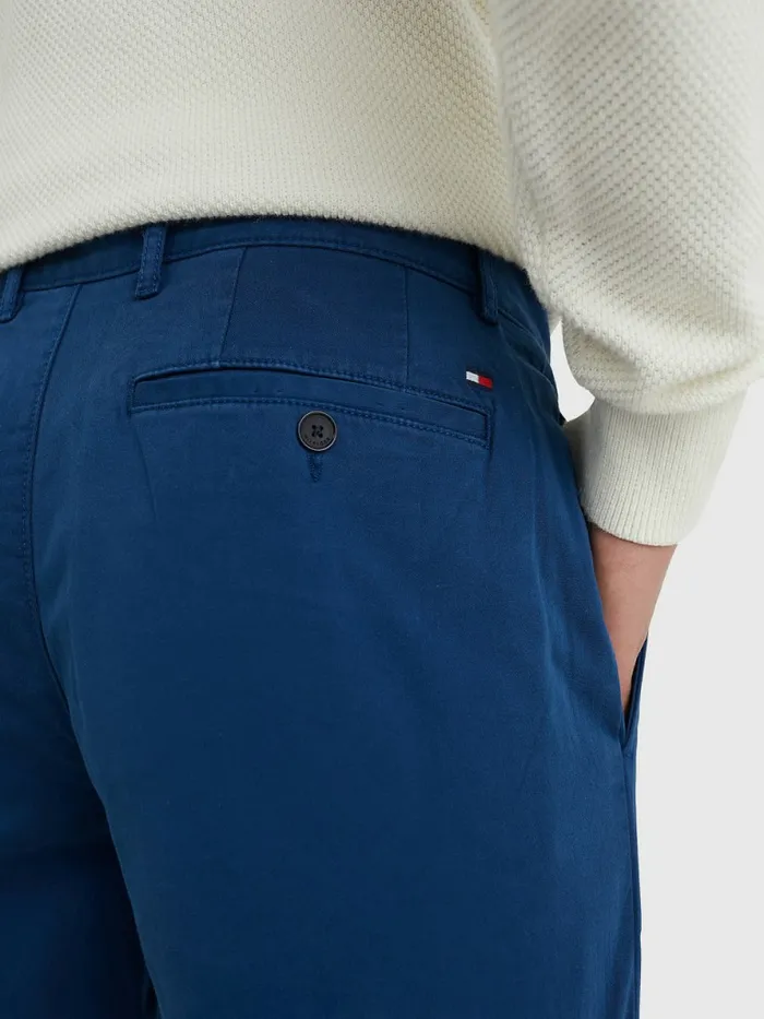 Tommy Hilfiger Denton Straight Fit Satin Chinos Twilight Indigo Mens Trousers