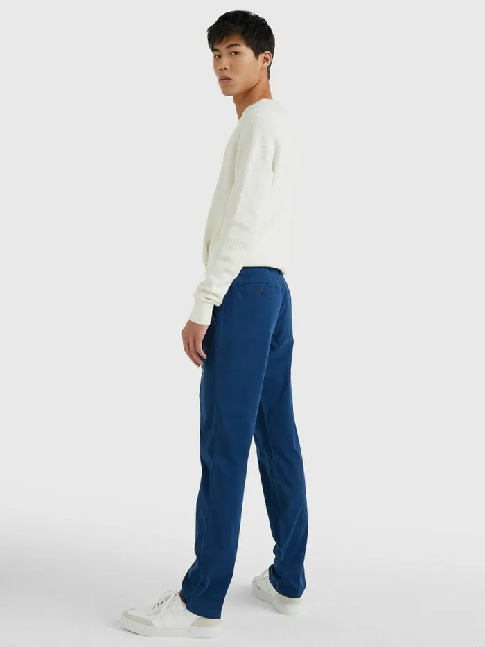 Tommy Hilfiger Denton Straight Fit Satin Chinos Twilight Indigo Mens Trousers