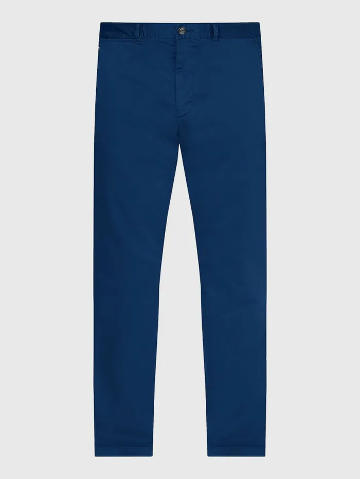 Tommy Hilfiger Denton Straight Fit Satin Chinos Twilight Indigo Mens Trousers