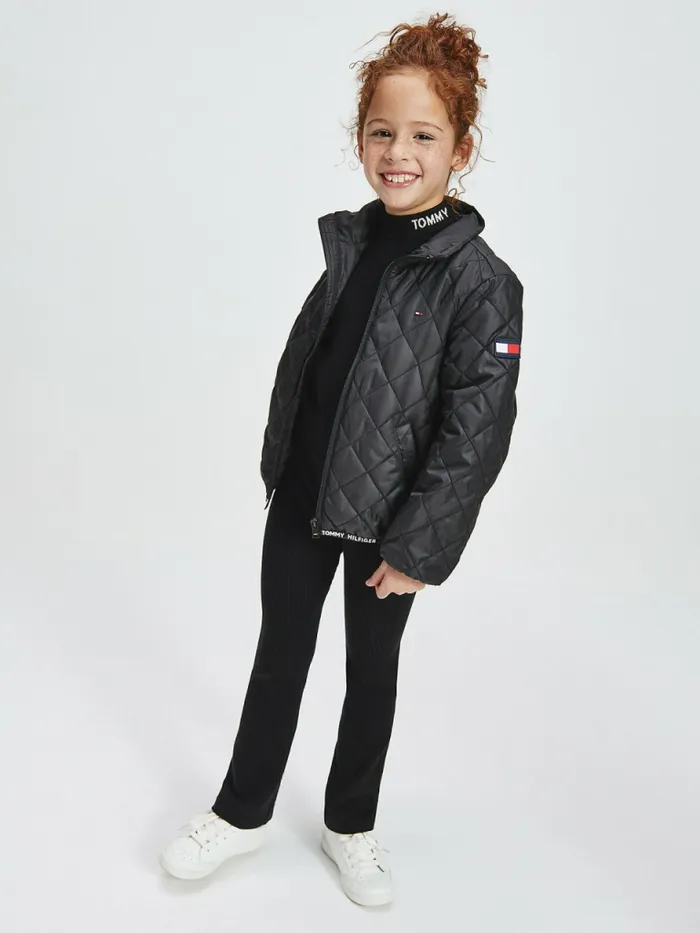 Tommy Hilfiger Diamond Quilted Jacket Black Girls Coats and Jackets Casaul