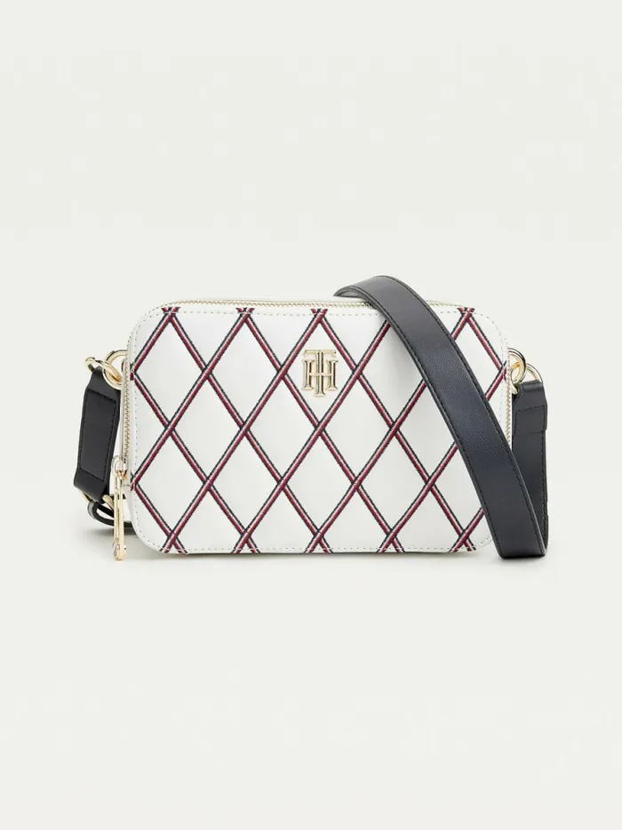 Tommy Hilfiger Diamond Quilted Monogram Camera Bag Ecru Womens Bags Fashion