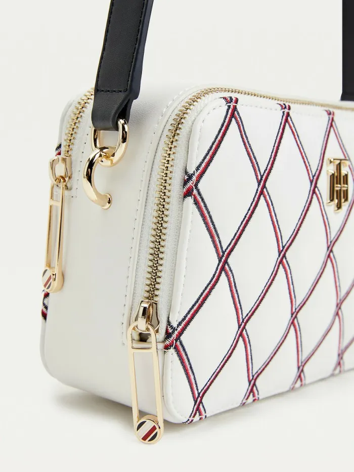 Tommy Hilfiger Diamond Quilted Monogram Camera Bag Ecru Womens Bags Fashion