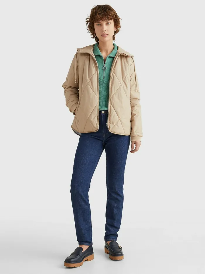 Tommy Hilfiger DiamondQuilted Sorona Jacket Beige Womens Coats and Jackets Fashion