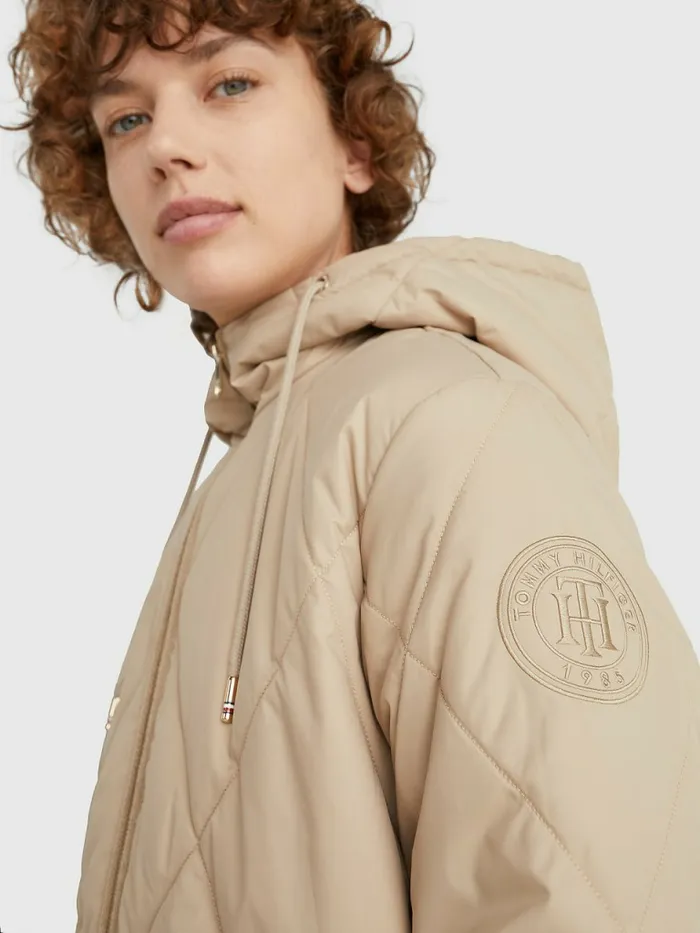 Tommy Hilfiger DiamondQuilted Sorona Jacket Beige Womens Coats and Jackets Fashion