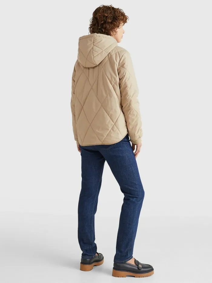 Tommy Hilfiger DiamondQuilted Sorona Jacket Beige Womens Coats and Jackets Fashion