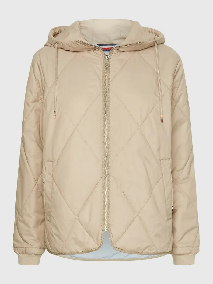 Tommy Hilfiger DiamondQuilted Sorona Jacket Beige Womens Coats and Jackets Fashion