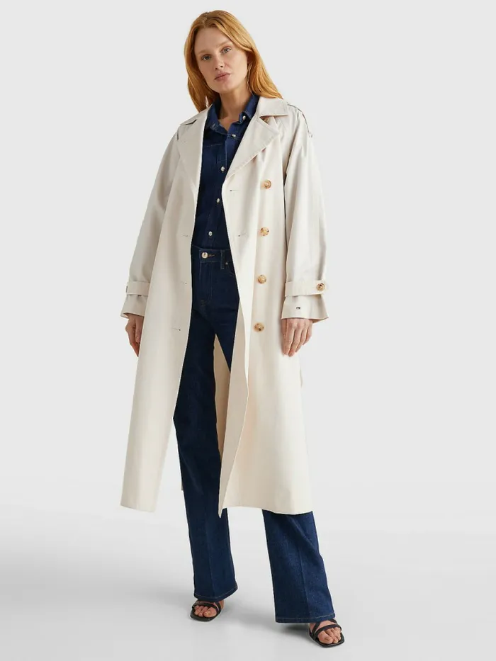 Tommy Hilfiger Double Breasted Relaxed Fit Trench Coat Stony Beige Womens Coats and Jackets Casaul Tommy Hilfiger Double Breasted Relaxed Fit Trench Coat Stony Beige Womens Coats and Jackets Casaul