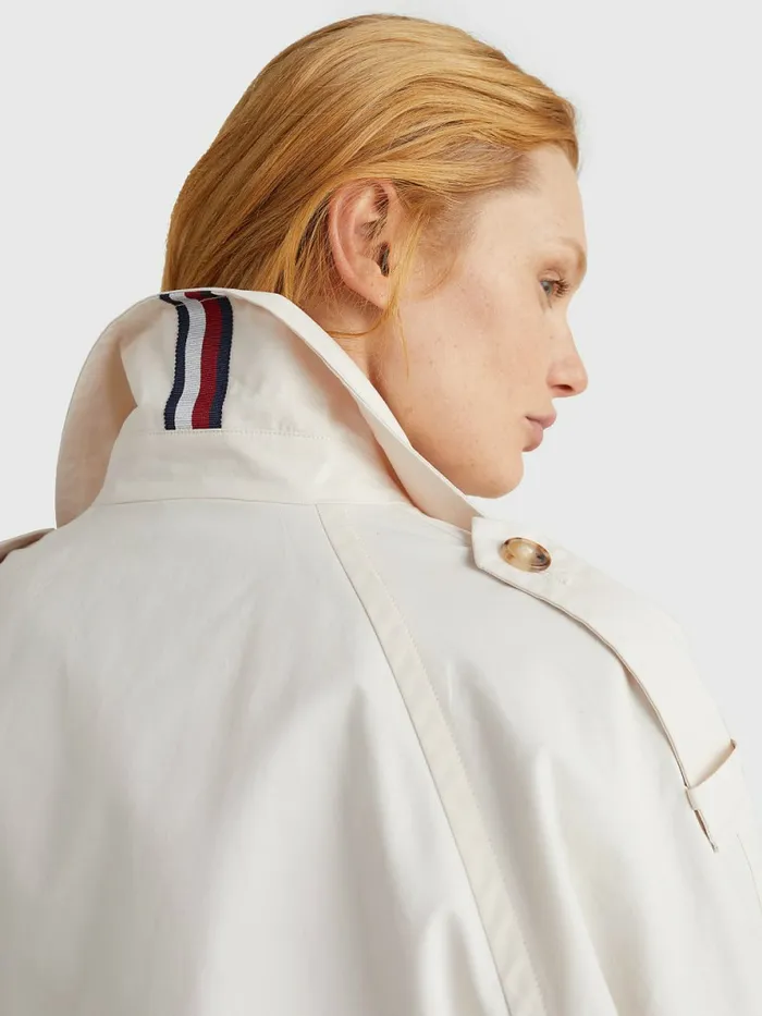 Tommy Hilfiger Double Breasted Relaxed Fit Trench Coat Stony Beige Womens Coats and Jackets Casaul