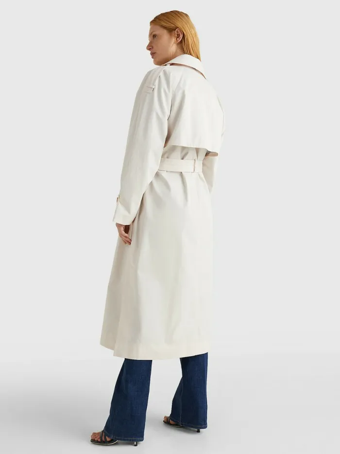 Tommy Hilfiger Double Breasted Relaxed Fit Trench Coat Stony Beige Womens Coats and Jackets Casaul