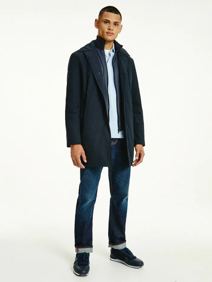 Tommy Hilfiger Double Layer Padded Car Coat Desert Sky Mens Coats and Jackets Gift for Friend Tommy Hilfiger Double Layer Padded Car Coat Desert Sky Mens Coats and Jackets Gift for Friend
