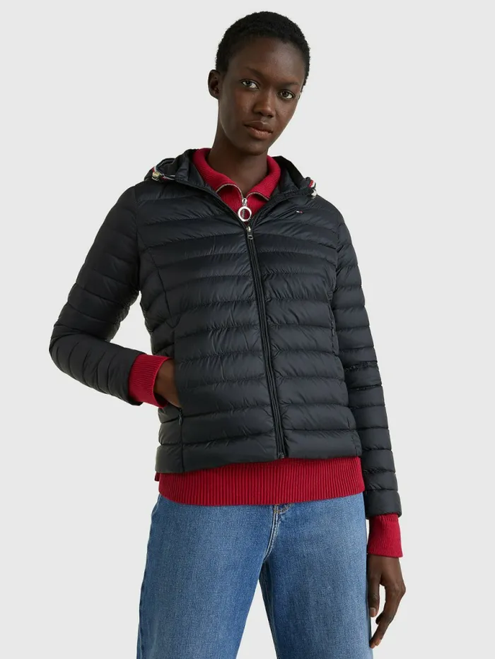Tommy Hilfiger DownFilled Hooded ZipThru Jacket Black Womens Coats and Jackets Gift Ideas Tommy Hilfiger DownFilled Hooded ZipThru Jacket Black Womens Coats and Jackets Gift Ideas