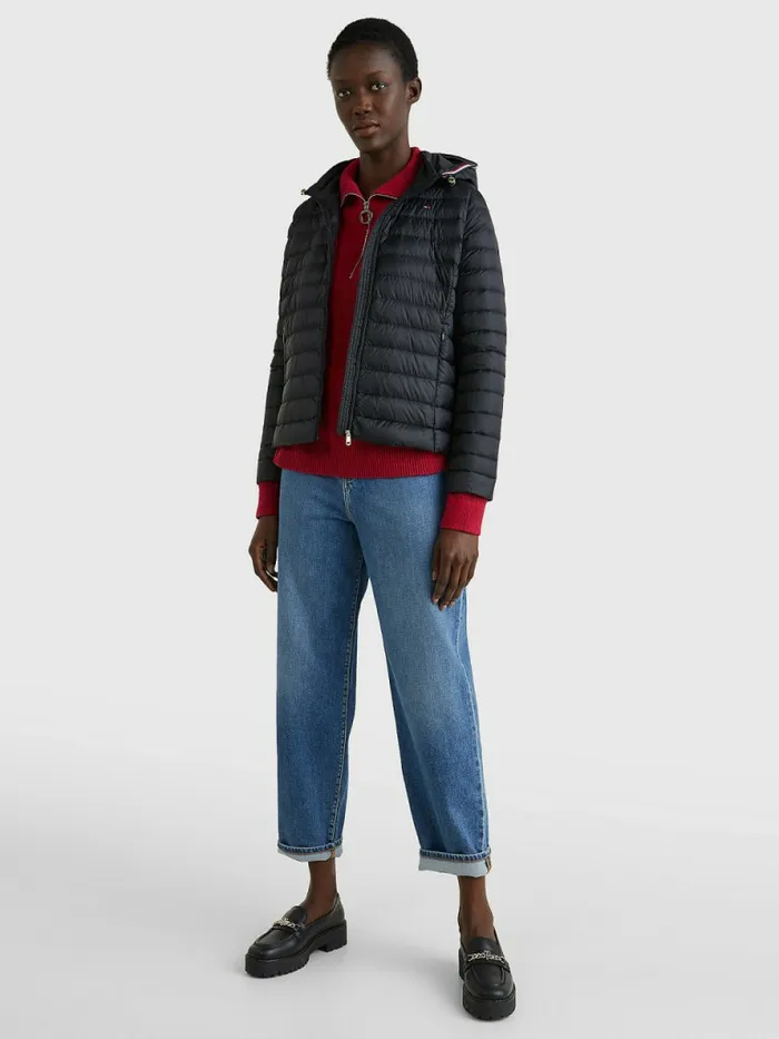 Tommy Hilfiger DownFilled Hooded ZipThru Jacket Black Womens Coats and Jackets Gift Ideas