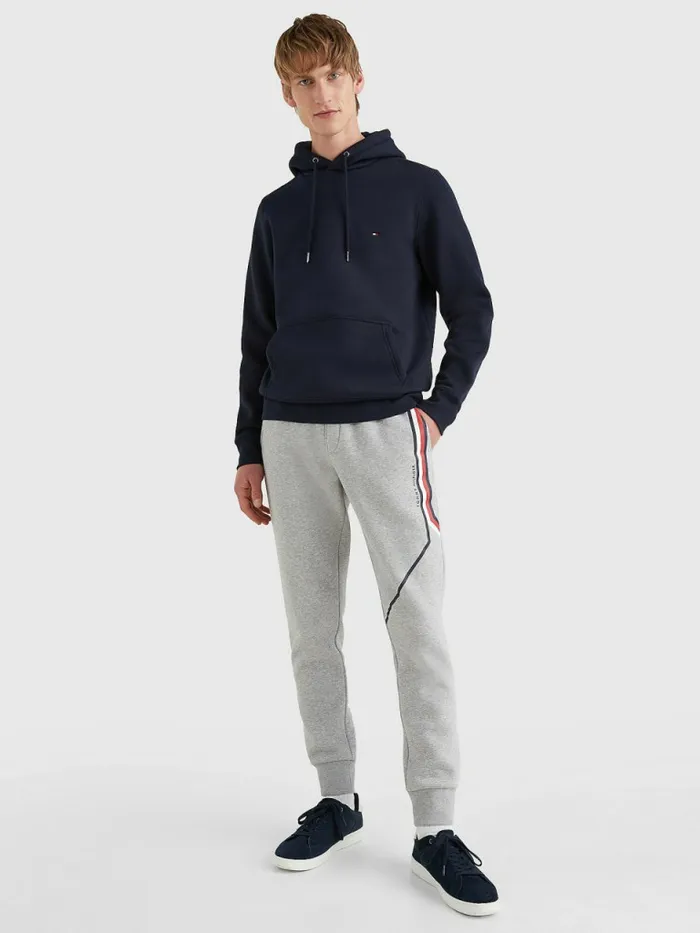 Tommy Hilfiger Drawstring Flag Embroidery Hoody Desert Sky Mens Sweatshirts and Hoodies On Sale