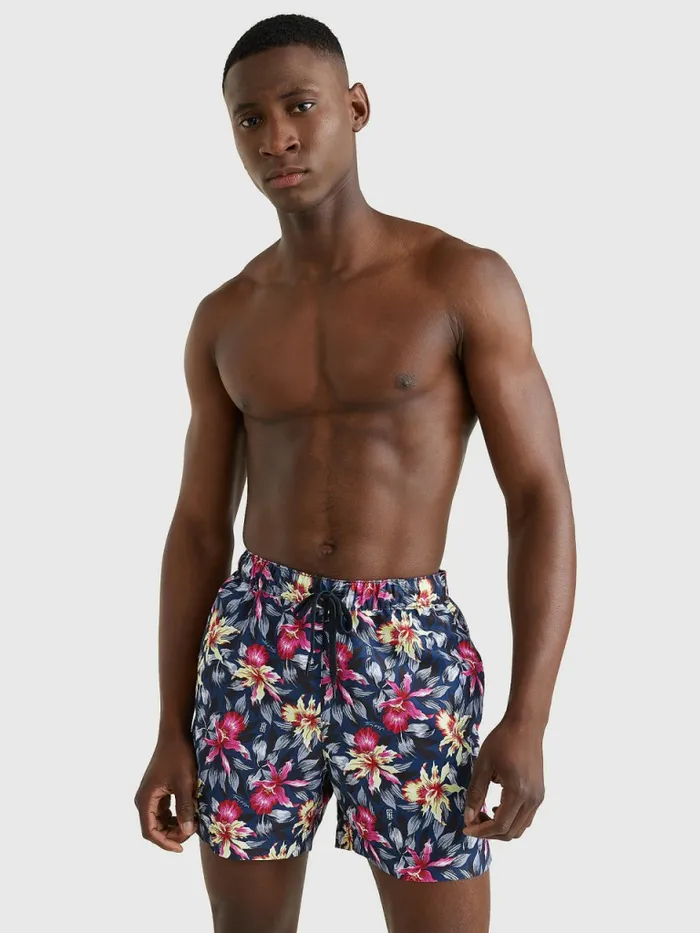 Tommy Hilfiger Drawstring Mid Length Swim Shorts Hil Classic Tropic Vibrant Trip Mens Swimwear Near Me
