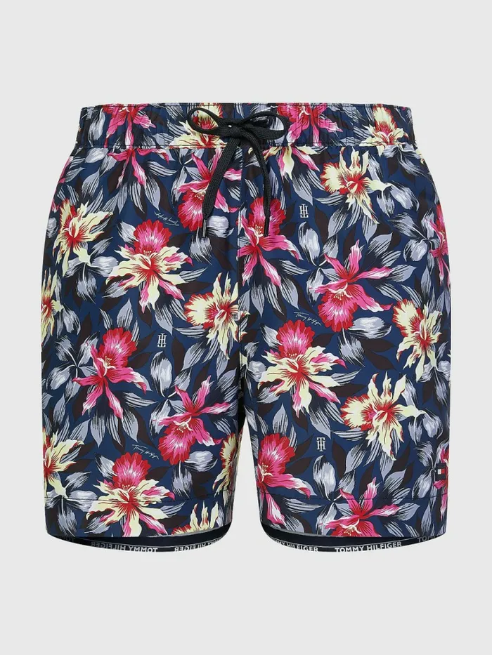 Tommy Hilfiger Drawstring Mid Length Swim Shorts Hil Classic Tropic Vibrant Trip Mens Swimwear Near Me
