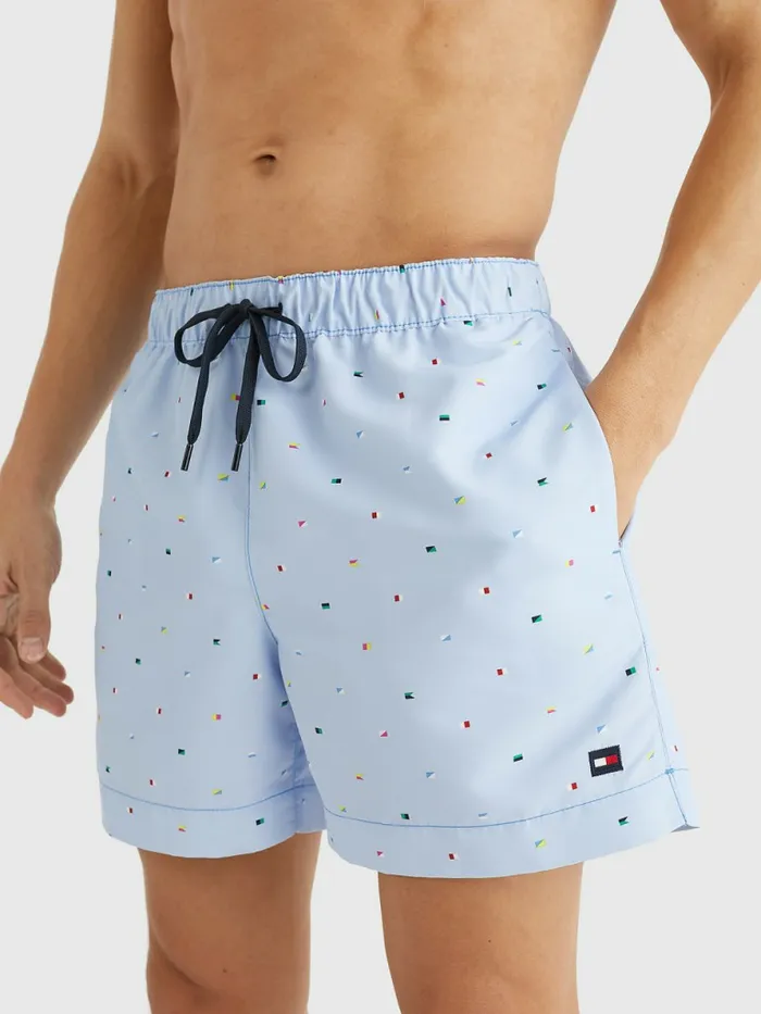 Tommy Hilfiger Drawstring Mid Length Swim Shorts Hil Micro Flags Print Mens Swimwear For Sale Tommy Hilfiger Drawstring Mid Length Swim Shorts Hil Micro Flags Print Mens Swimwear For Sale