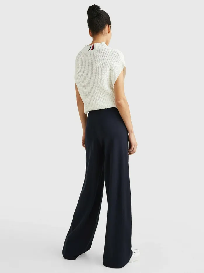 Tommy Hilfiger Drawstring Waist Wide Leg Trousers Desert Sky Womens Trousers