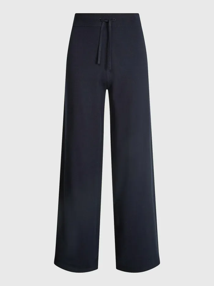 Tommy Hilfiger Drawstring Waist Wide Leg Trousers Desert Sky Womens Trousers