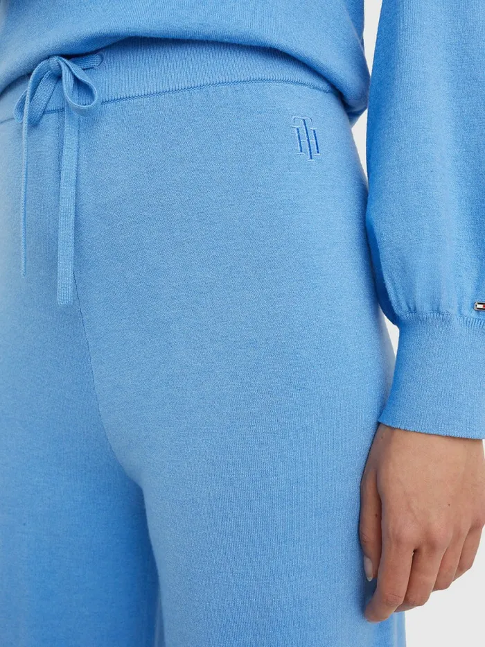 Tommy Hilfiger Drawstring Waist Wide Leg Trousers Hydrangea Blue Womens CoOrds