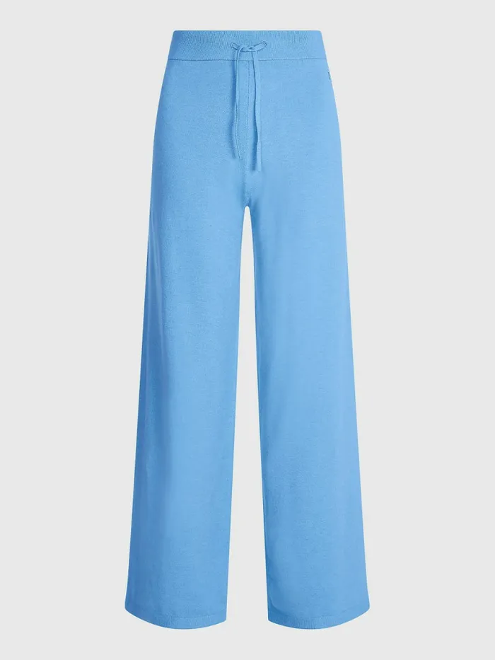 Tommy Hilfiger Drawstring Waist Wide Leg Trousers Hydrangea Blue Womens CoOrds